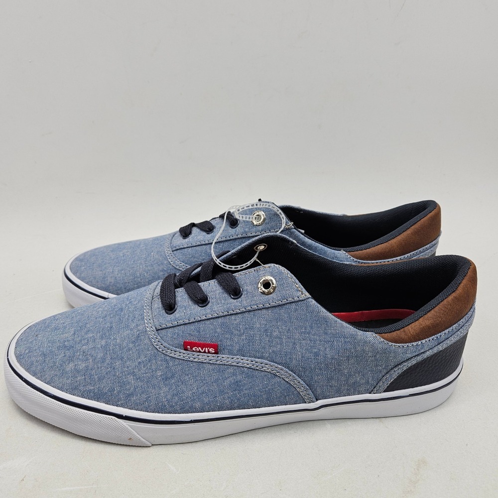 Levis Mens 12 Ethan Chambray Sneakers Low top Denim Blue Tennis Shoes Textile